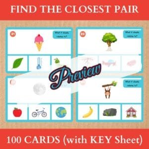 Alternative view of 100 Logical Pair Clip Cards | Find The Pair With Closest Relation | Logical Thinking & Problem Solving Skills | Sparks Curiosity