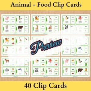 Animals & their Food Clip Cards