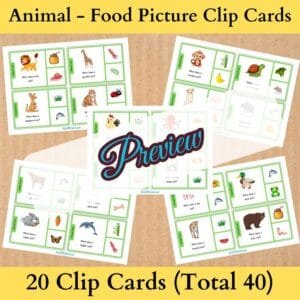 Alternative view of 40 Animals And Their Food Clip Cards | Animal Food Matching With Pictures | Animal Food Clip Cards | Montessori Preschool