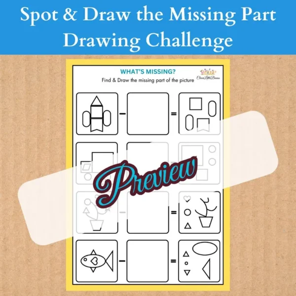 Spot & Draw the Missing Part – A Fun Visual Challenge |  Improves Logical Thinking & Problem-Solving Skills | Encourages Creativity & Visual Recall - Image 4