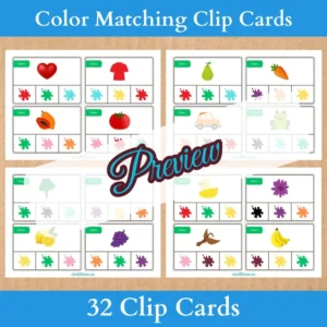 Color Matching Clip Cards For Kids