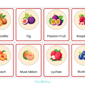 Alternative view of 24 Fruits Flashcards For Preschool/Kindergarten | List of Fruit Names With Pictures In English