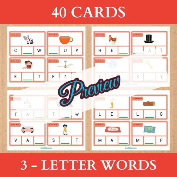 Identify Missing Letter - Three Letter Words For Kids