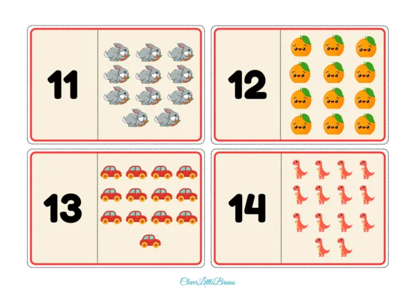 Numbers From 1-20 For Kids With Number Flashcards | 1 to 20 Numbers With Pictures PDF For Kindergarten | Preschool - Image 2