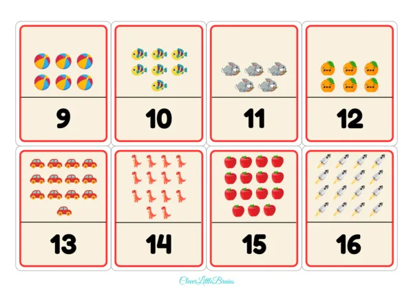 Numbers From 1-20 For Kids With Number Flashcards | 1 to 20 Numbers With Pictures PDF For Kindergarten | Preschool - Image 3
