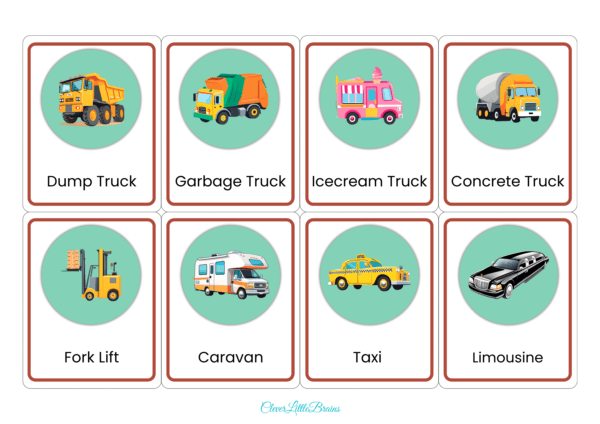 Road Transport Flashcards For Kids | Road Transportation Vehicles Names And Pictures In English | Montessori Learning - Image 2