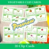Vegetable Names Clip Cards with pictures in English