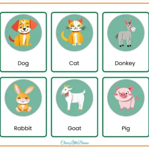 Farm and Domestic animals flashcards with pictures
