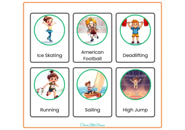 Sports & Games Names Flashcards With Pictures In English For Kids | Sport Name And Picture Cards | Montessori Activity - Image 2