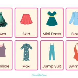 Alternative view of 32 Clothing Flashcards For Kids With Pictures In English | Men And Women Clothes Names | Montessori Based Learning Vocabulary