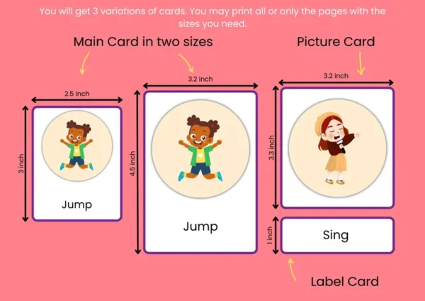 32 Action Verbs Flashcards For Kids | Action Words In English With Pictures | Montessori Learning Toddler Activities - Image 2