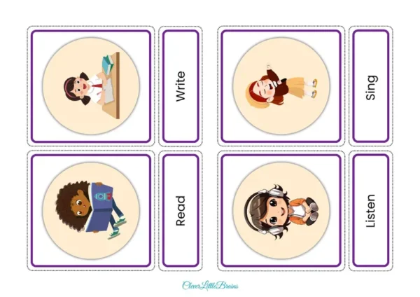 32 Action Verbs Flashcards For Kids | Action Words In English With Pictures | Montessori Learning Toddler Activities - Image 5