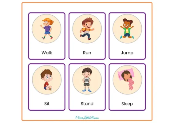 Action_Verbs_Flash_cards For Kids