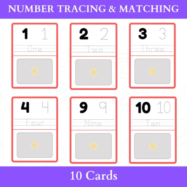 Number Tracing and Picture Matching Activity | Objects Counting | 1 - 10 Numbers | Montessori Based Flashcards For Kids - Image 2