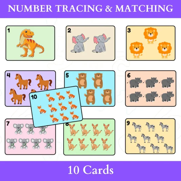 1-10 Number Tracing And Matching Flashcards