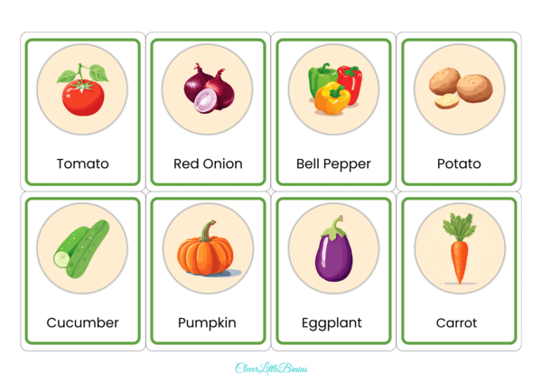 Vegetables Names Flashcards For Toddlers | Learn Vegetable Names With Pictures In English | Montessori Based Learning - Image 2