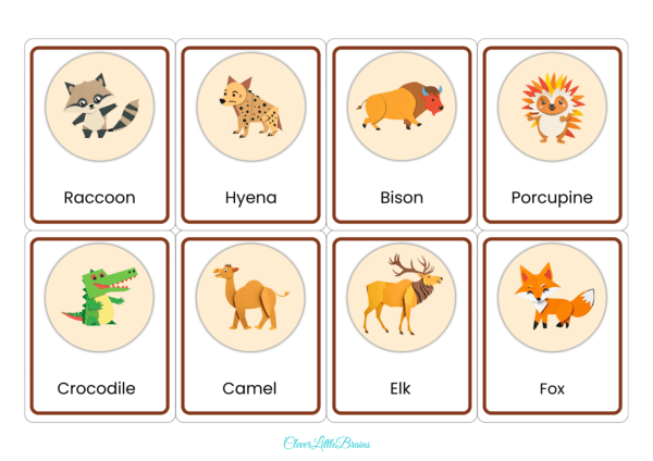 32 Wild Animals Flashcards | List Of Wild Animal Names And Pictures For Kids In English | Montessori Based Learning - Image 2