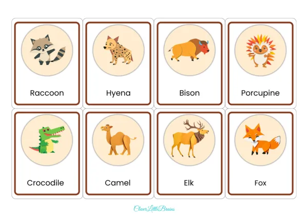 32 Wild Animals Flashcards | List Of Wild Animal Names And Pictures For Kids In English | Montessori Based Learning - Image 2