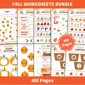 Alternative view of Fall Worksheets Bundle – 100 Pages of Fun & Learning for Kids | Autumn Preschool + Kindergarten Printables