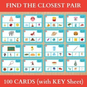 100 Activity Clip Cards - Challenge to find the pair with closest relation