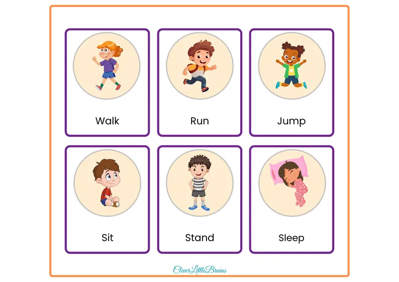 Action_Verbs_Flash_cards For Kids