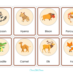 Alternative view of 32 Wild Animals Flashcards | List Of Wild Animal Names And Pictures For Kids In English | Montessori Based Learning